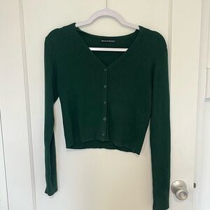 Brandy Melville Forest Green Ribbed Button Cardigan